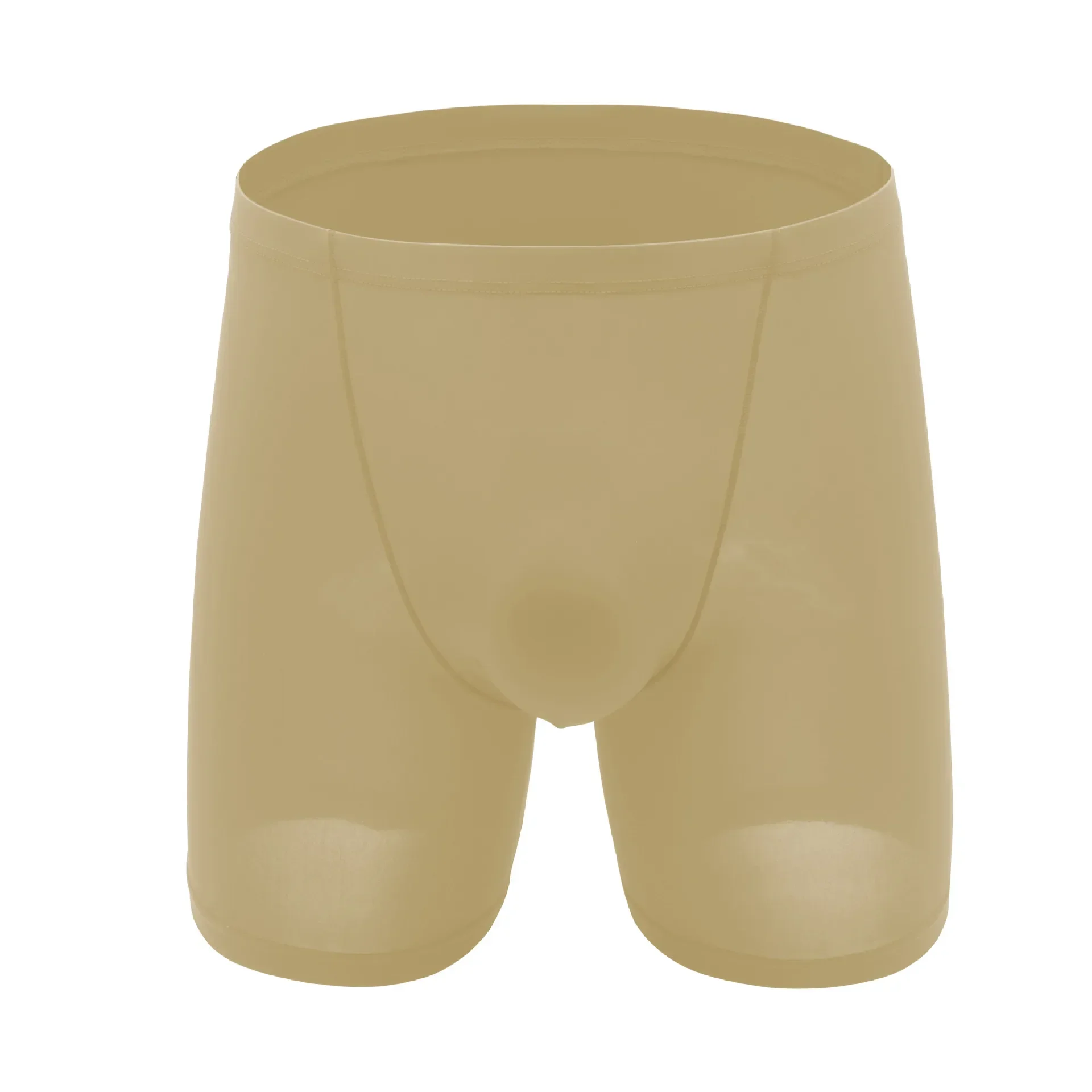 

Ice Silk Bulge Boxy Underwear for Men Sexy Mid Waist U Convex Pouch Long-Length Boxer Briefs Sheer Breathable Relaxed Fit Trunks