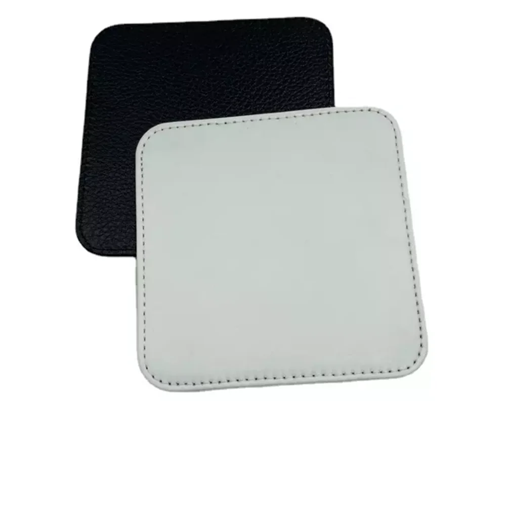 Deluxe Thermal Sublimed Blank PU Leather Insulated Coasters Square Round Home Anti-hot Leather Cushion