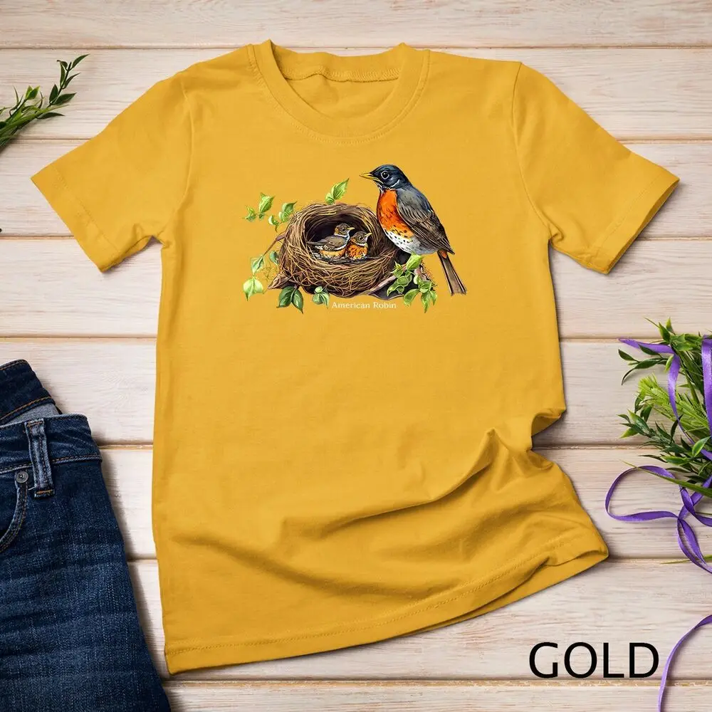 Koszulka dla obserwacji ptaków na podwórku American Robin Birder Koszulka unisex