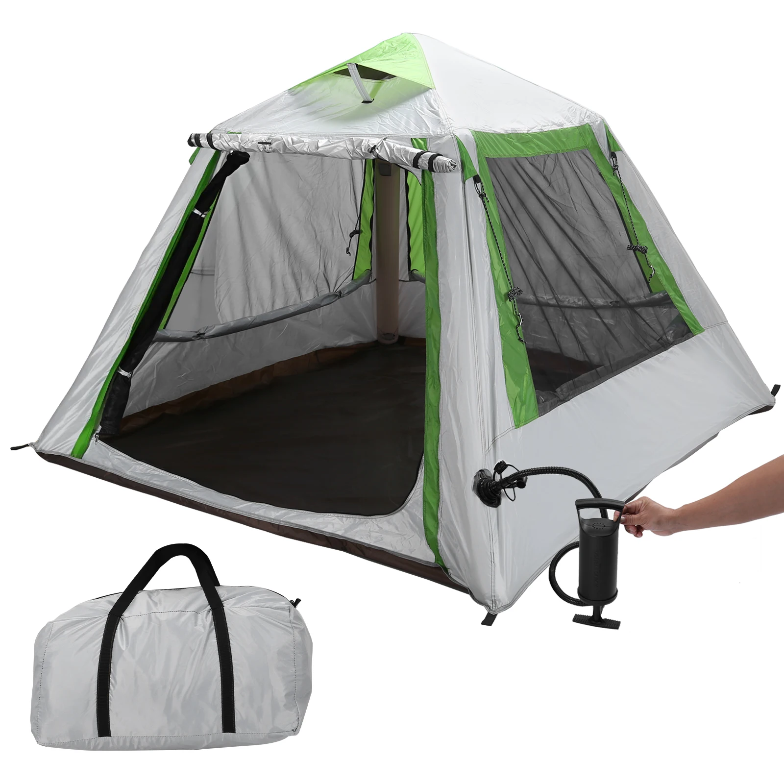 

Backpacking Tent for 2 To 3 Persons Easy Setup Inflatable House Tent Oxford Waterproof with Mesh Windows for Adults Kids Scouts