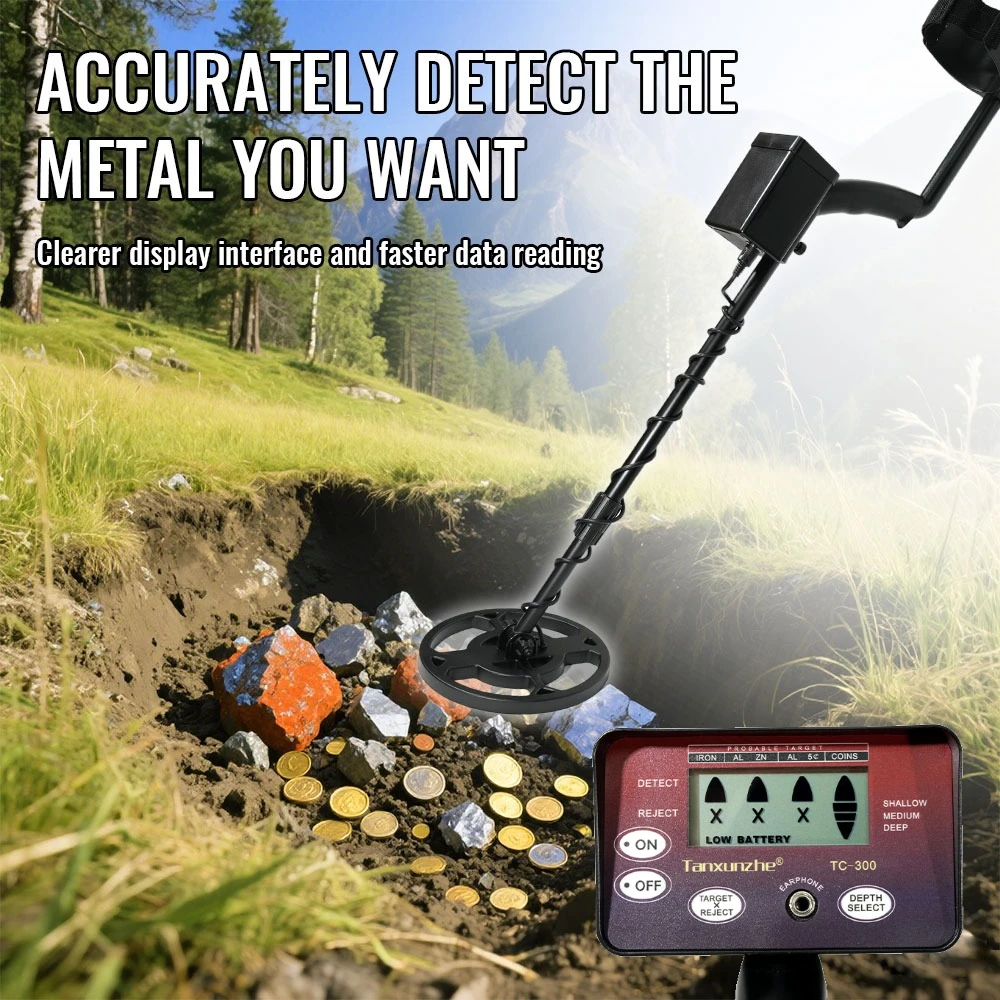 High Sensitivity TC-300 Metal Detector With Waterproof Search Coil And LCD Display For Gold Coin Jewelry Treasure Finder