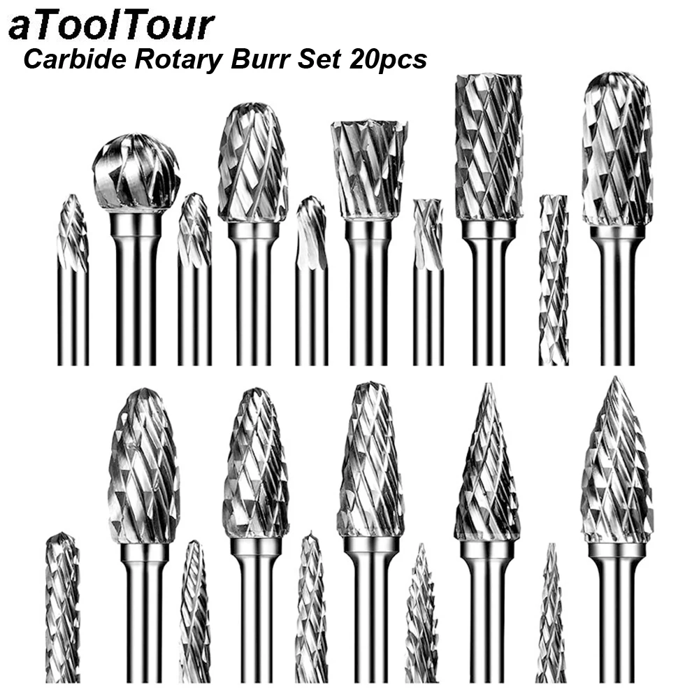 Carbide Burr Set Rotary File Rasp 3mm 1/8inch Shank 3mm 6mm Cutting Head Die Grinder Bit Metal Wood Plastic Stone Milling Tool