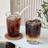 INS Vertical Stripes Glass Cup Hign Transparent Cold Drink Cups Milk Tea Juice Coffee Cups Drinkware Bar Cocktail Wine Glasses