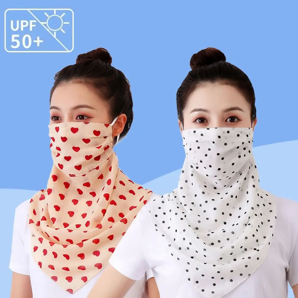 Breathable Chiffon Printing Hunting Cycling Bandana Sport Half Face Cover Mask Running Hiking Triangle Neck Sunscreen Scarf