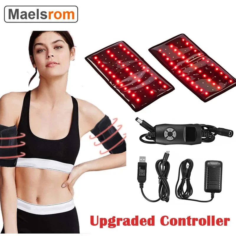 Dispositivo de terapia de luz vermelha infravermelha, 2 peças, braço mais magro, joelheiras 660nm 850nm, envoltório de articulações de braço para queima de gordura, alívio da dor com temporizador