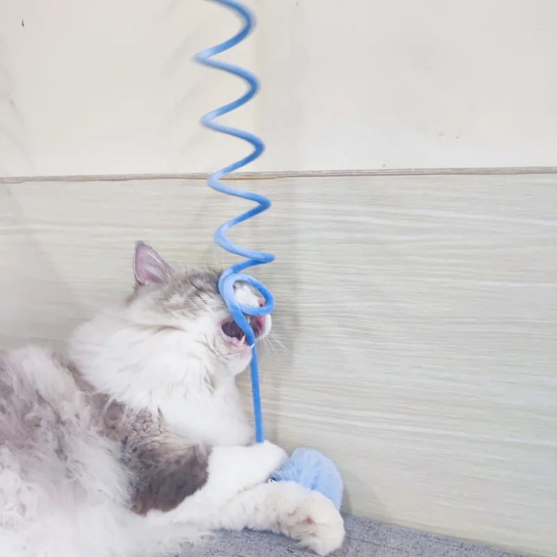 Cat Toys Interactive Pet Toys Funny Cat Stick Spring Rope Ball Plush Toy Interactive Play Training Toys Cats Accessories