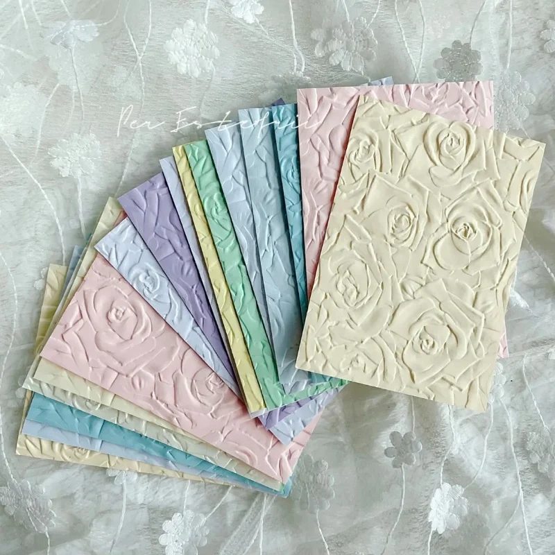 Rose Embossed Texture Paper, DIY Material, Soft Color Handbook Cover Paper, Scrapbooking Paper