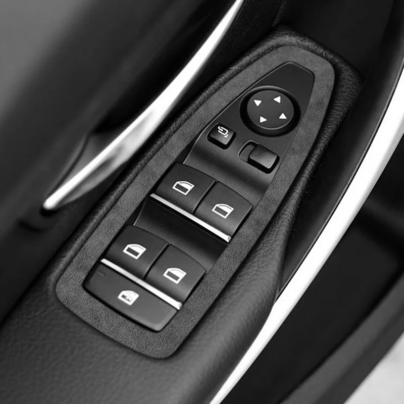 For BMW F20 F21 F30 F34 Car Door Window Switch Lifter Panel Frame Trim Sticker Made of Alcantara Interior Tuning Accessories