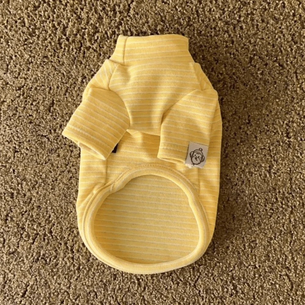 

Stripped Pattern Dog Bottoming Shirt Polyester Round Neck Puppy Hoodies Grey Yellow Khaki Soft Material Dog T-Shirts All Season