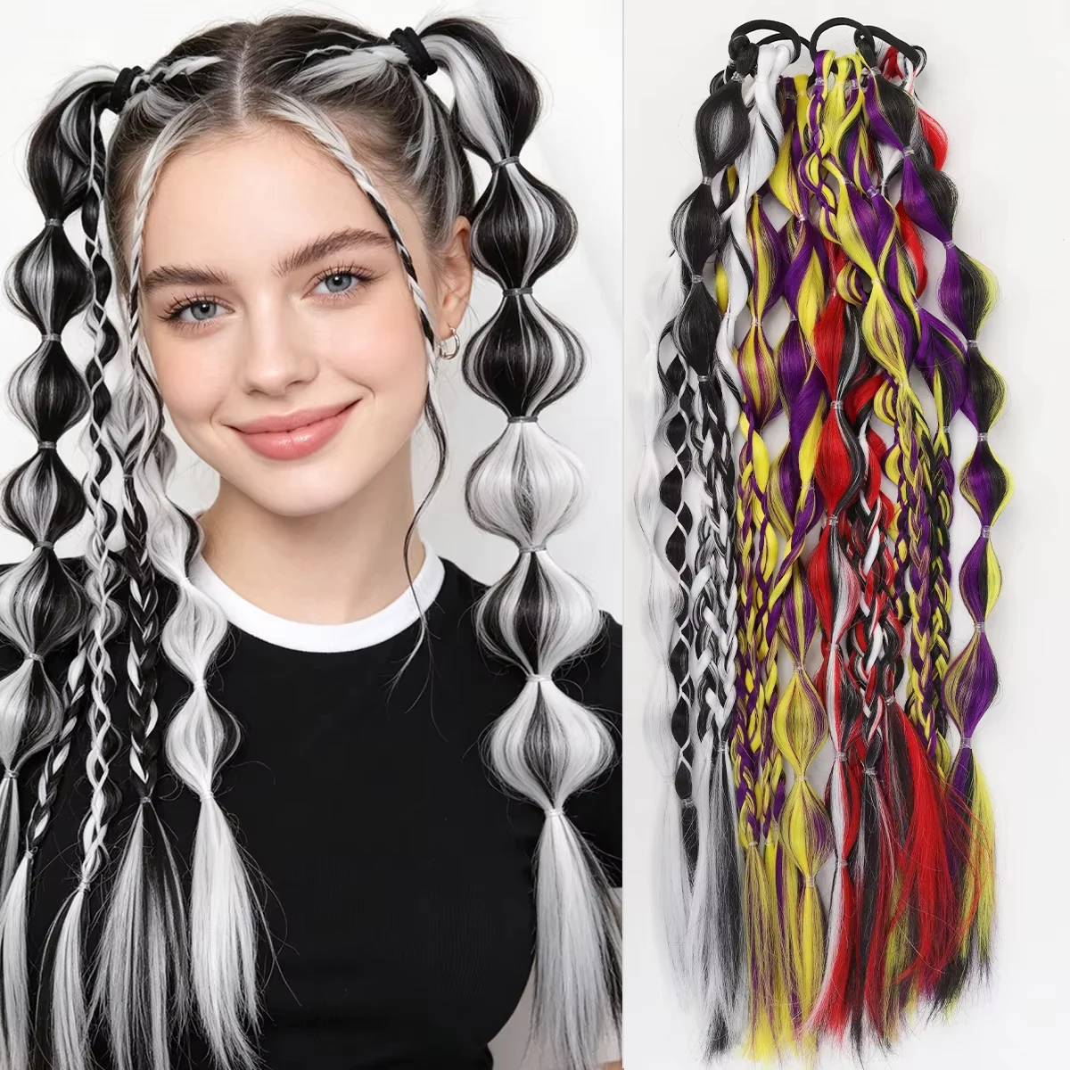 Synthetic bubble ponytail wig women's color braided twist braids to extend hair extension wig styling