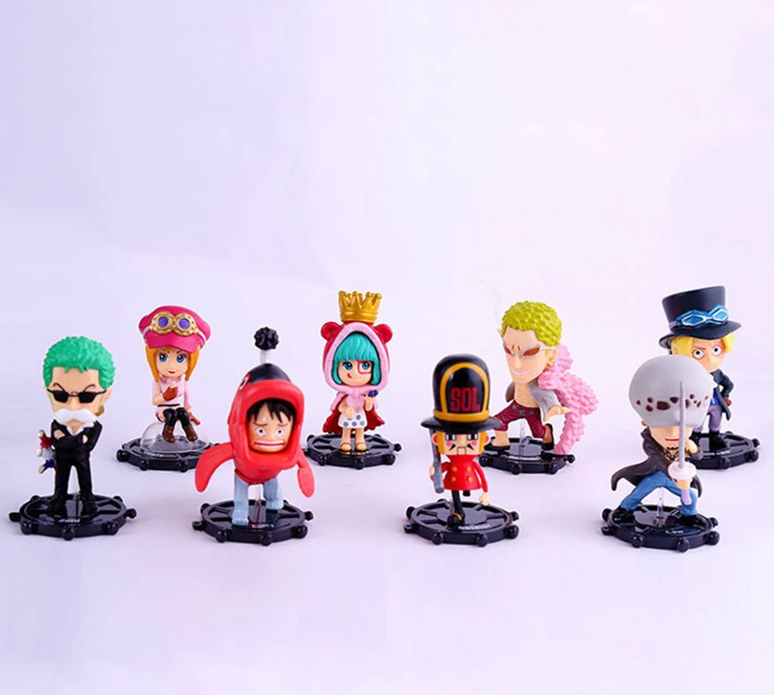 8Pcs Anime One Piece Goldfish Version Figure Snapper Luffy Zoro Sabo Donquixote Doflamingo Kuzan Doll Toy Set Gift Collection