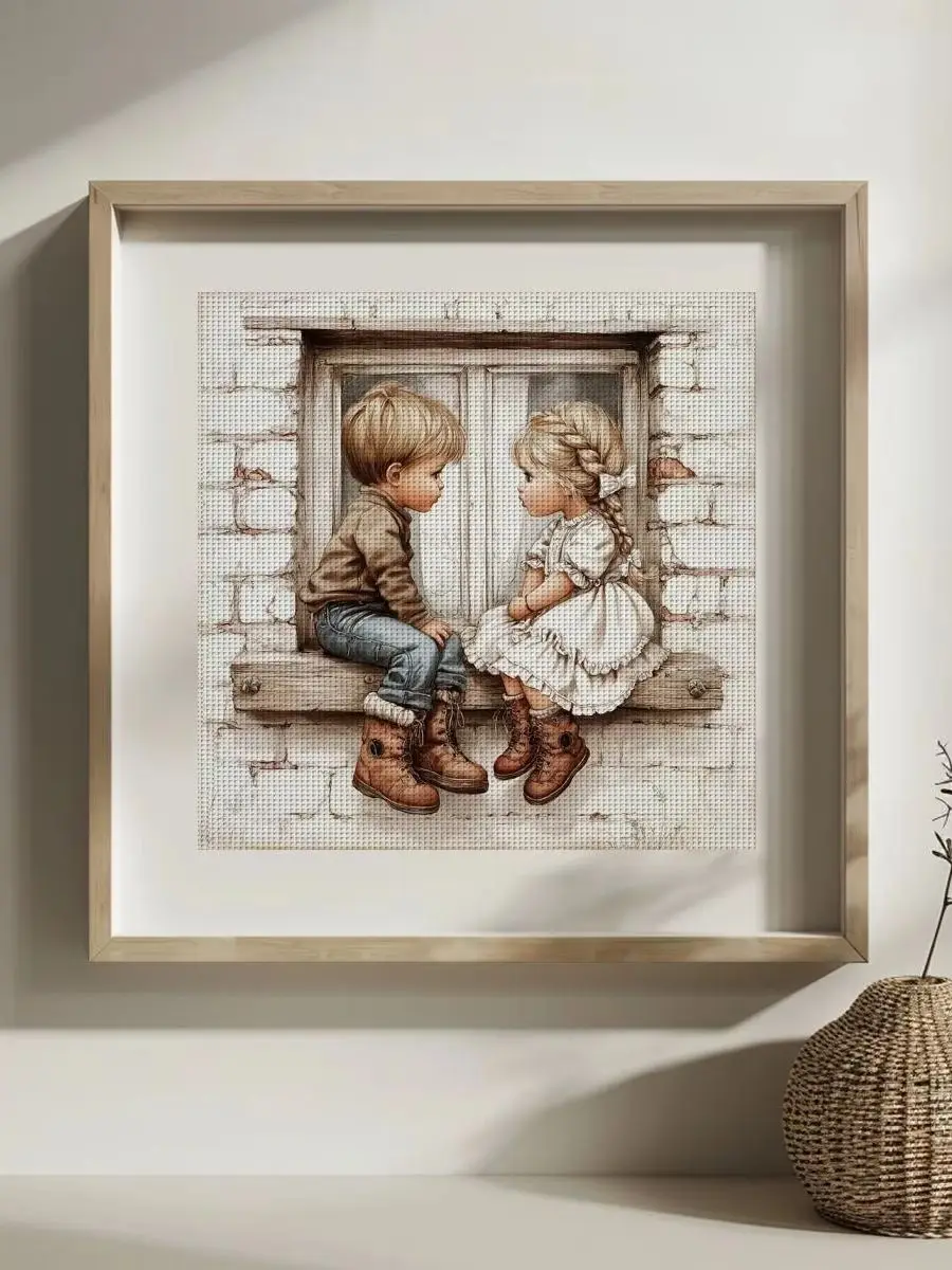 1 Stück 30x30 cm/11,8 Zoll Kindersticherei-Set mit vorgedrucktem Muster, DIY-Set 11/14/16CT, DIY-Stickerei-Set, Zubehör für Kreuzstich-Set – Detail 1