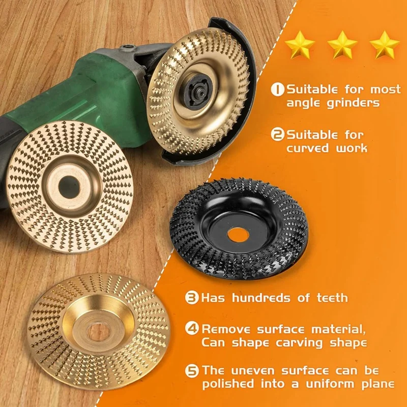 Angle Grinder Wood Carving Disc Set, Angle Grinder Accessories Wood Carving Disc, Stump Grinder Teeth, 4 Pieces