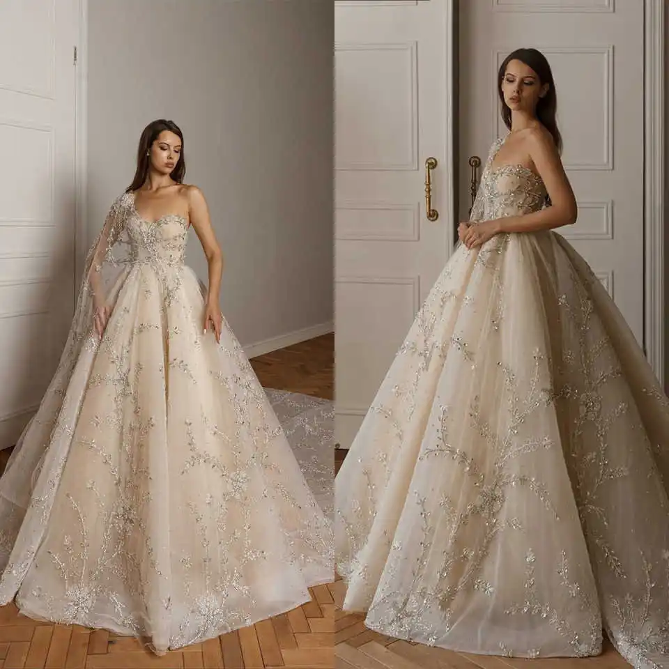 

Elegant Ball Gown Wedding Dresses Appliques Beads Backless Bridal Gowns Prom Dresses Floor Length Vestido de novia Customized