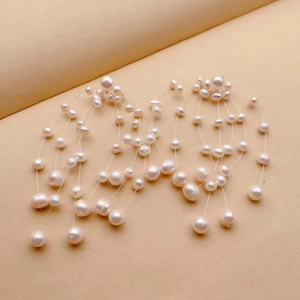

KKGEM 4-5mm 7-8mm Natural Freshwater Cultured White Pearl Green 925 Silver Stud Earrings