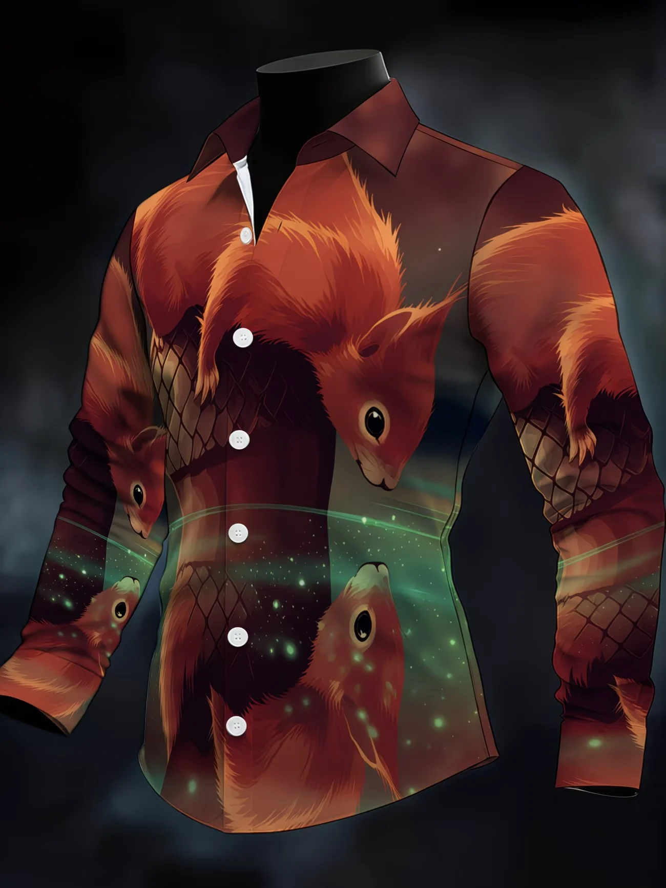 New men's Fashionable Luxury Long Sleeved Shirt With high-definition 3D Printed Shirt And Sunset Pattern Top