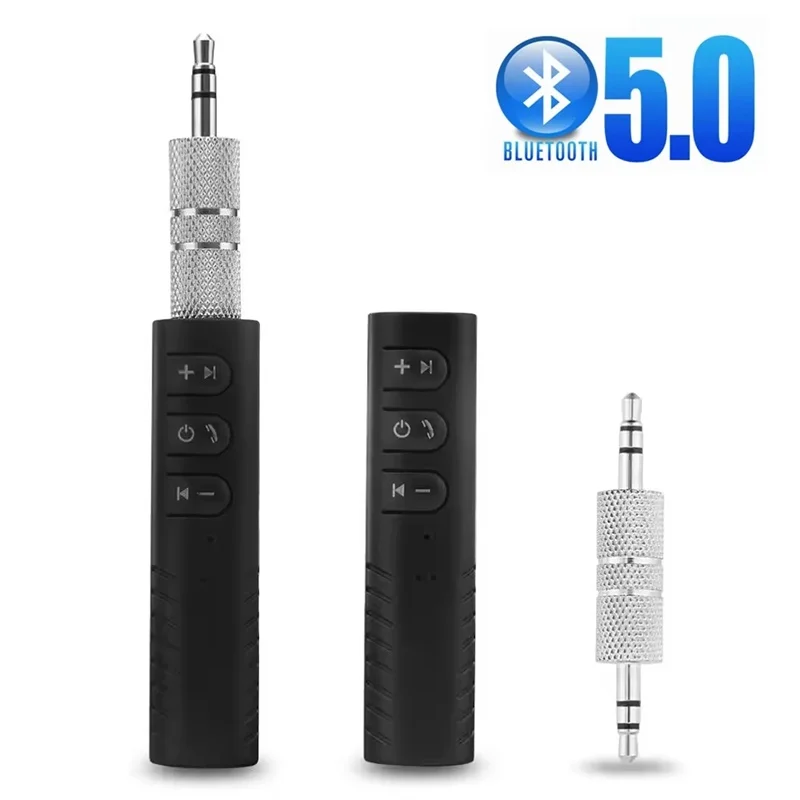 2-in-1 Auto-Wireless-Bluetooth-Empfänger 3,5-mm-Klinkenanschluss Aux-Audio-Adapter Handy-Lautsprecher-Sender Freisprecheinrichtung für Musik und Anrufe im Auto