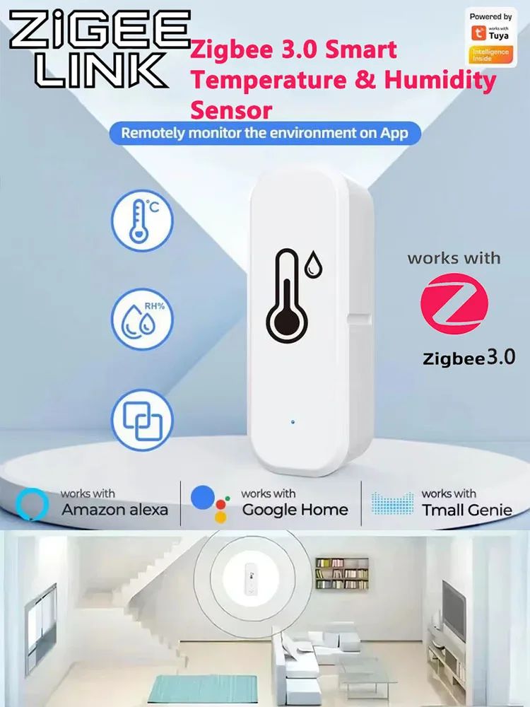 Tuya Zigbee 3.0 Intelligenter Temperatur- und Feuchtigkeitssensor WiFi APP Fernüberwachung Sprachsteuerung SmartLife APP für Alexa Yandex Alice