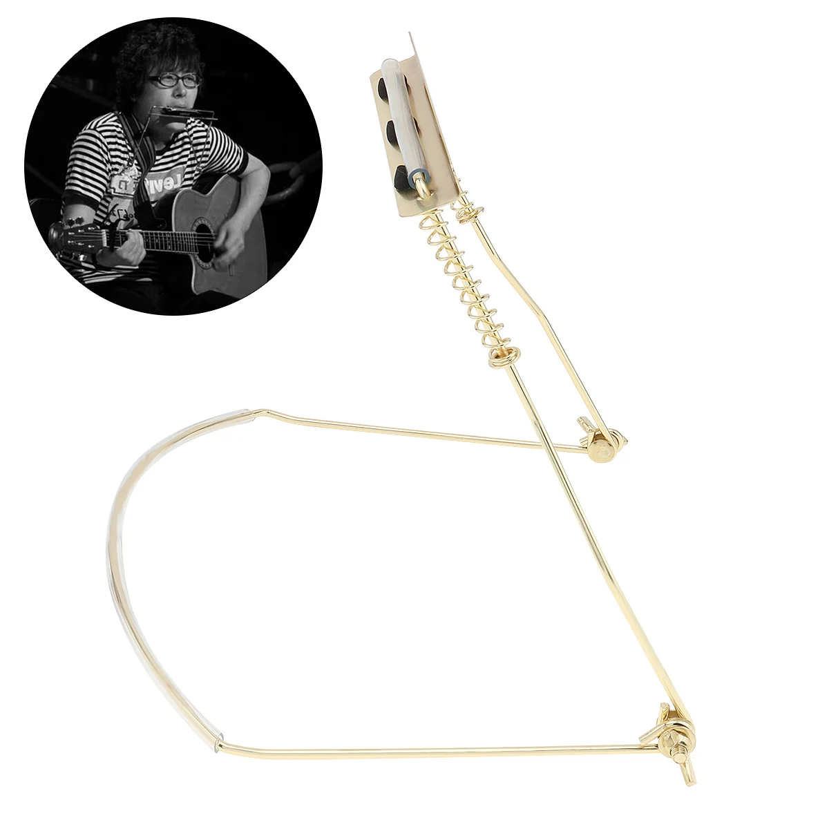 10 Holes Metal Iron Harmonica Neck Holder Adjustable Mouth Organ Stand Harmonica Harp Rack for Hands-free Playing