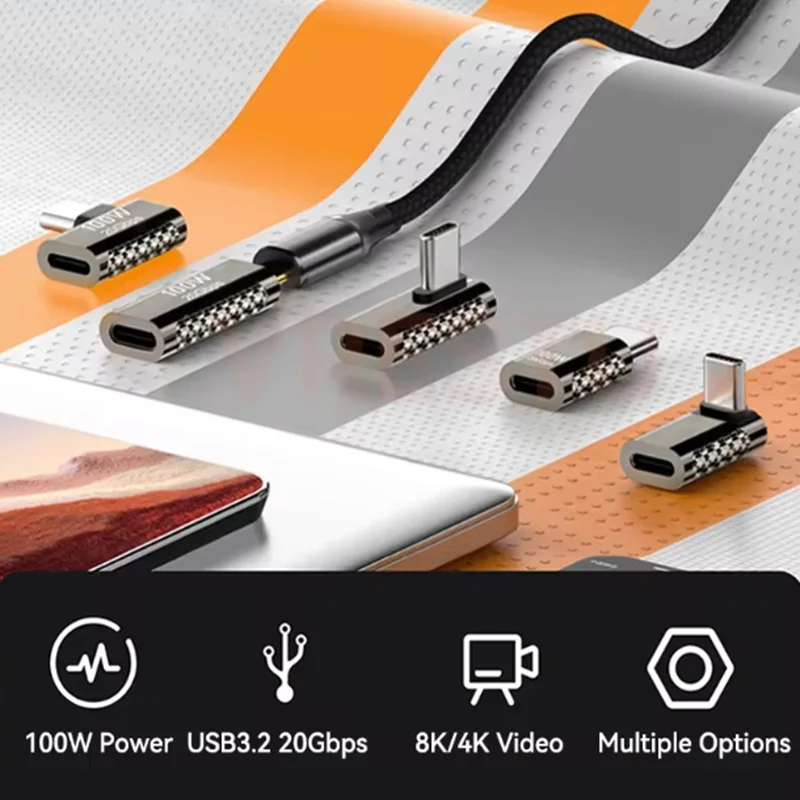 Type-C male to female USB C Converter 100W  Charging 20Gbps Data High Transfer Connector for PC Tablet 4K/8K Audio Video Adapter