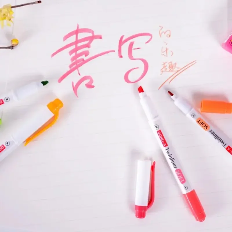 5PCS Korea DONG-A Pearl Rod Doppelköpfiger Farb-Textmarker 5-Farben-Textmarker-Marker-Set