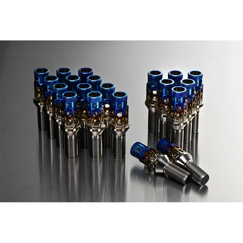 Car Titanium Alloy Wheel bolts Wheel Titanium Lug Bolts M12x1.5/M12x1.25 Burnt blue color