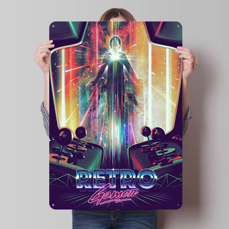 ألعابي الرجعية في طبعة أركيد قديمة ولكنها جديدة! ملصق معدني علامات معدنية جدار الفن رجل الكهف مخصص تين تسجيل للديكور المنزل