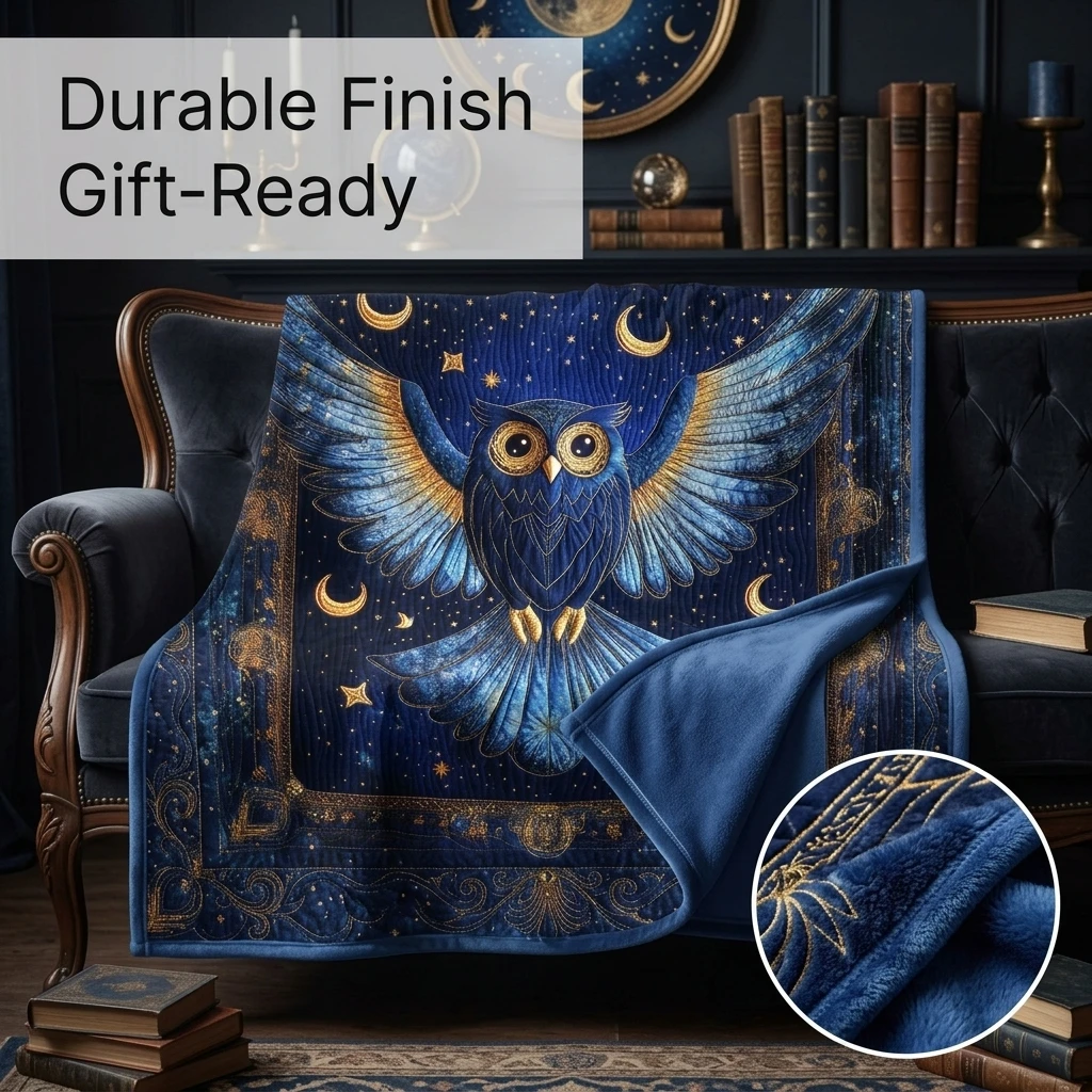 1PC Magical Night Owl in Starry Sky Thickened Flannel Throw Blanket, Cozy Portable Fleece Throw, Perfect Gift for Adults