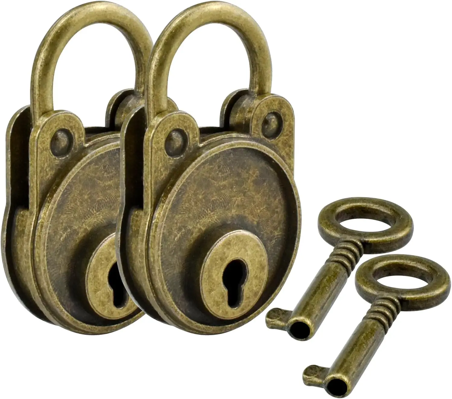 

Vintage Bear Head Mini Padlocks 2 Pack with Keys, Bronze