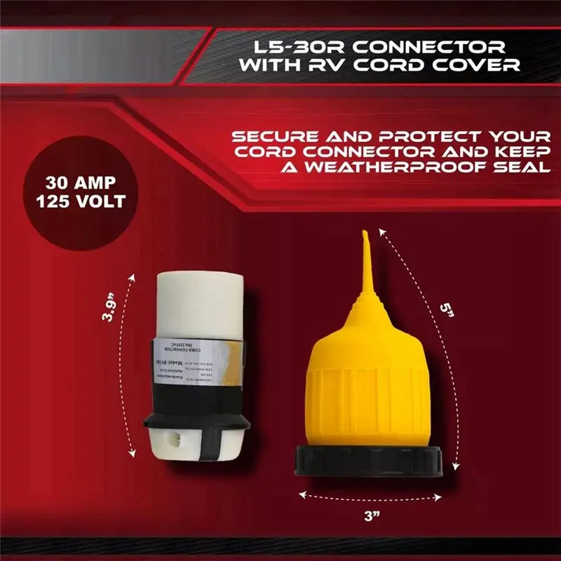 L5-30R Connector With Twist Lock Inlet Plug Power Cord Cover & Ring 30A 125V( 30AFDC +30ARCV )-A61E