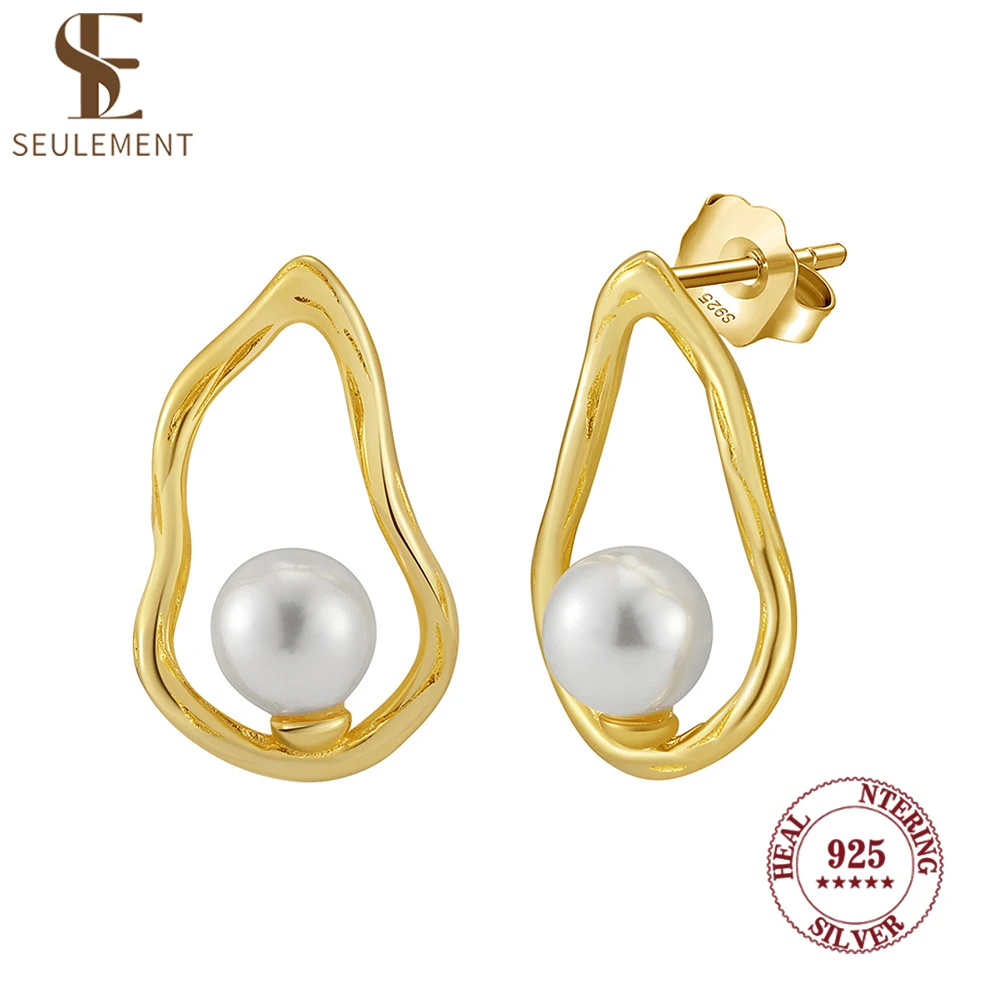 

Seulement 925 Sterling Silver Freshwater Pearl Stud Earrings for Women Simple Luxury Earring Female Jewelry Gifts