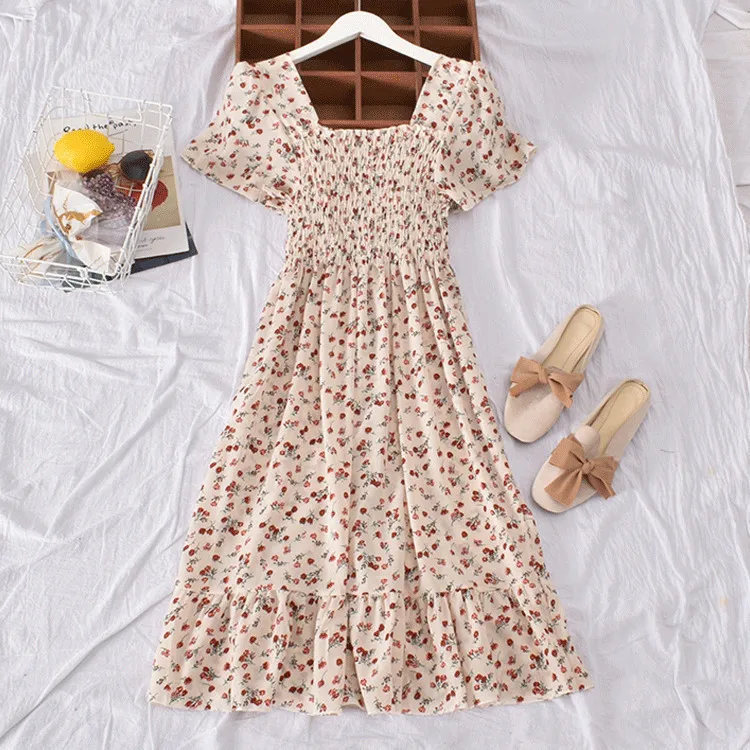 Frauen neue lose Boho Vintage Rüschen befree Blumen elegante Party Urlaub Kleid große große Sommer party Maxi kleider