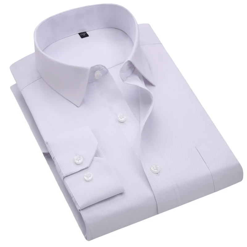 

Men Shirts Cotton Plain Clothing Turn Down Collar Long Sleeves Easy Care Permanent Wear