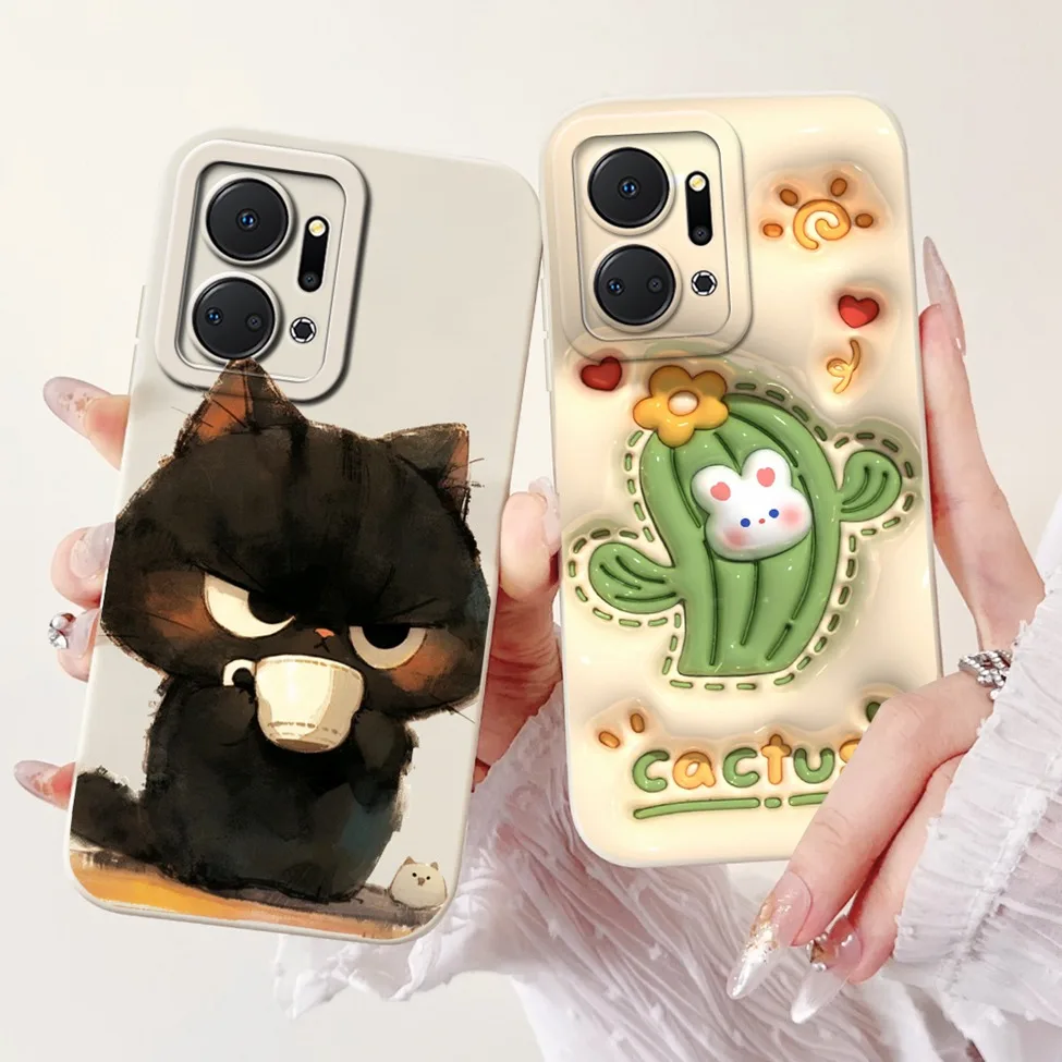 Casing For Honor X7 A7A X7B 4G Case Fashion Butterfly Flowers Cute Cartoon Cat Back Cover For Honor X7B 5G Phone Case Shokcproof