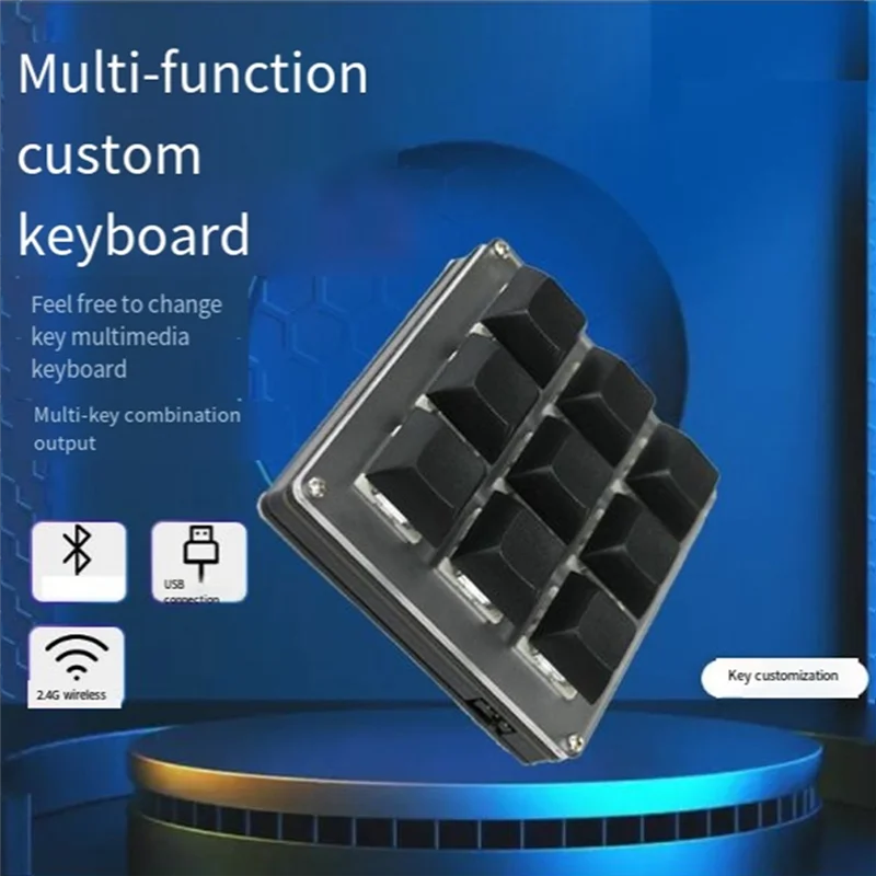 

AY14 -9-Key Wireless Customizable Keyboard 2.4G USB Bluetooth Hot-Swappable Keys Custom Buttons
