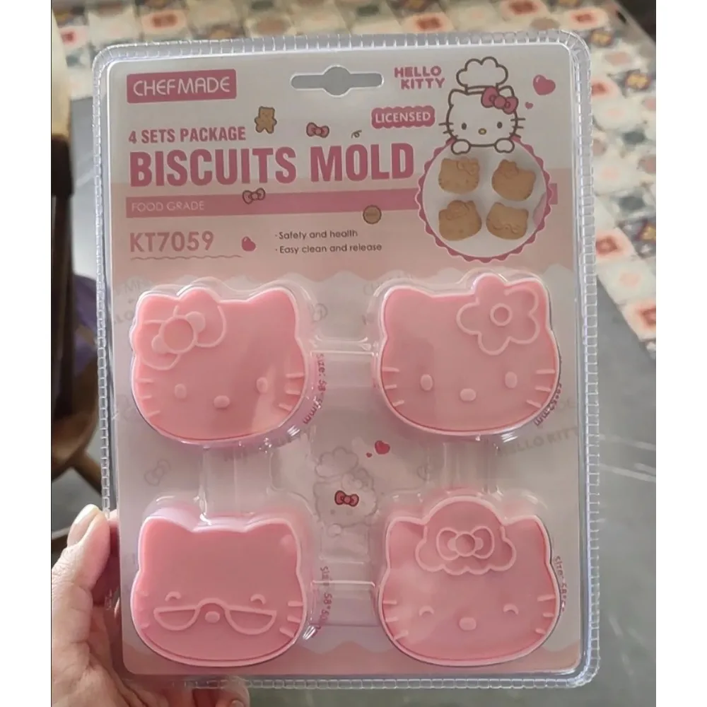 

HelloKitty Biscuit Mold Cute Cartoon Originality Press Type 3D Stereoscopic Baking Mold Biscuit Press Film Four Piece Set Gifts