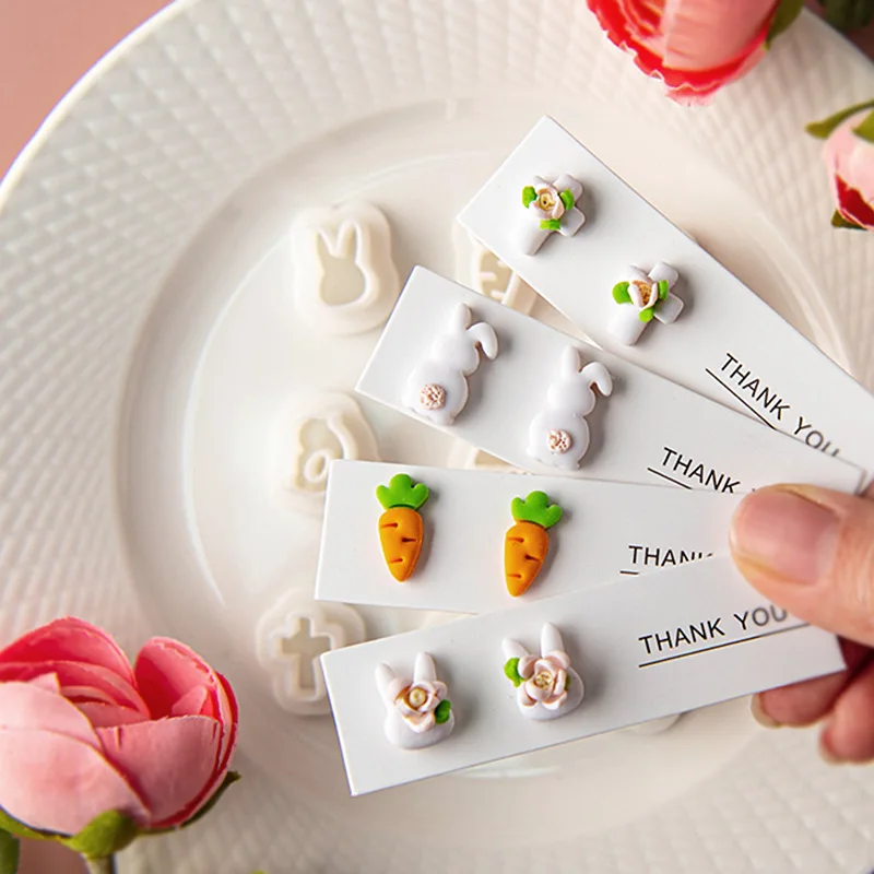 9Pcs/Set Mini Cartoon Bunny Polymer Clay Cutters Earring Mold Cute Rabbit Lamb Pottery Clay Earrings Jewelry Cutting Hand Tools