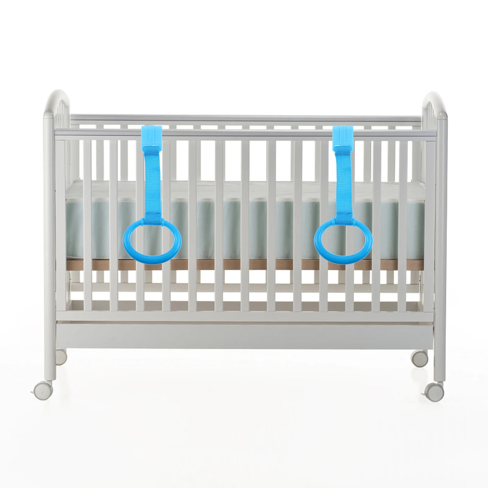 

2Pcs Infant Bed Pull Rings Nursery Hanging Safety Grab Handle for Baby Exercise Arm Strength Lightweight