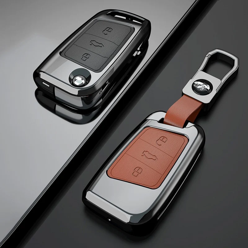 

Zinc Alloy Car Key Cover For VW Volkswagen Magotan Passat B8 Skoda Superb Kodiaq A7 Smart Keychain Remote Fob Protector Case