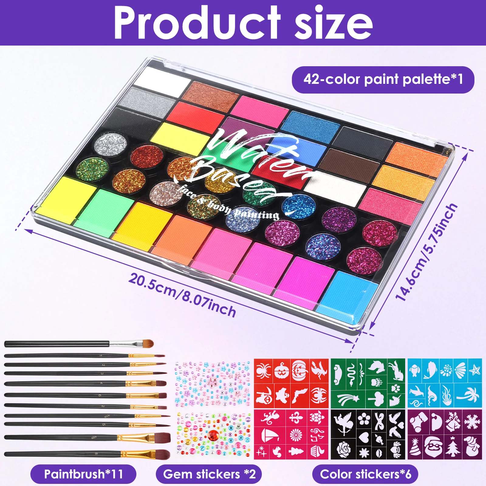 15/42 Kleuren Facial Wateroplosbare Body Painting Gezicht Make-Up Palet voor Kinderen Volwassenen Stadium Halloween Cosplay Party Art Supplies