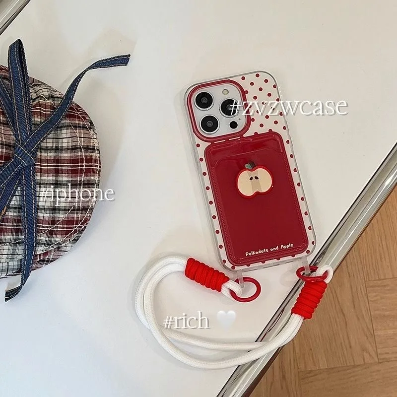 آيفون 16 برو ماكس 15 برو 14 زائد 13 Mini 12 11 X XS XR 7 8 SE لطيف ثلاثية الأبعاد أبل حامل بطاقة الوجه الكرتون جراب هاتف مع الحبل