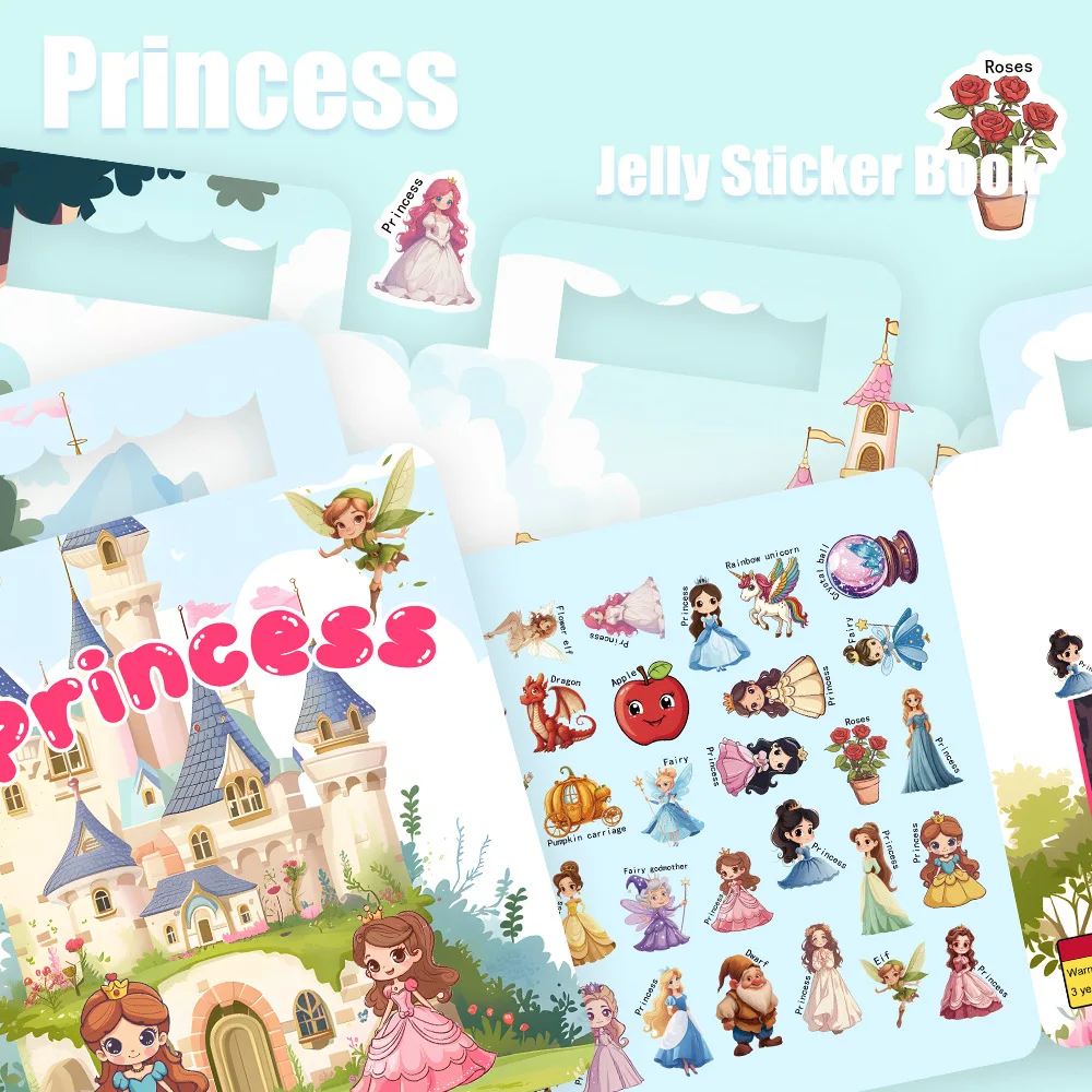 

Bview Art Reusable Princess Sticker Book for Girls, No-Cut DIY Early Learning Activity, Quiet Travel Toy for Toddlers