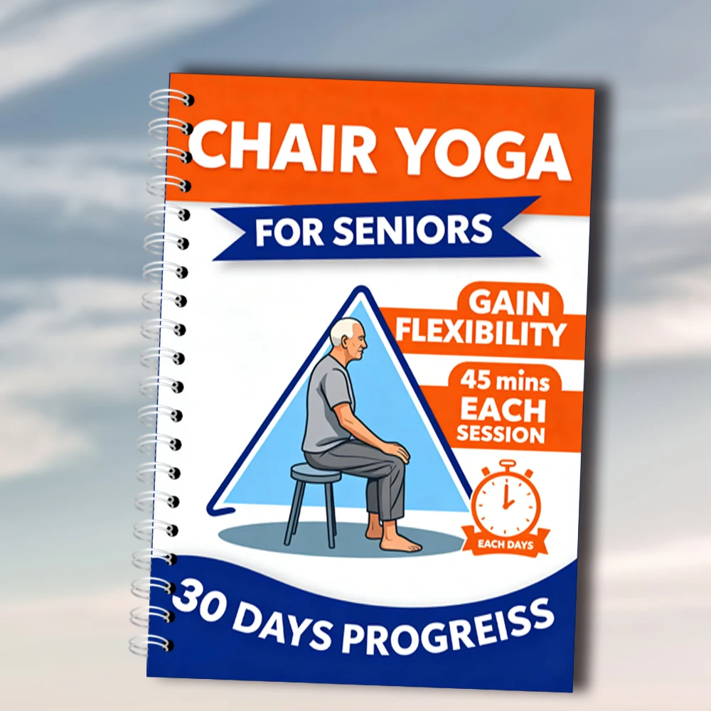 Chair Yoga Logbook Notebook Fitness Plan for Seniors Over 60, 30 Day Yoga Routine for Balance Flexibility, A5 Easy to Follow Exe