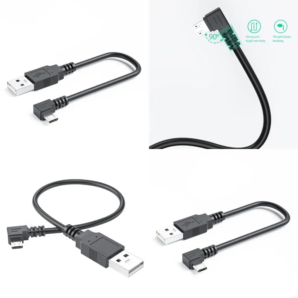 Tiny USB 90 Degree Angled Charger 5V 2A Power Cord 480Mbps Data Transfer USB Cable Easy to Use for Mobile Electronics