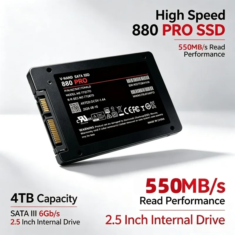 880 PRO Internal Hard Disk Drive, SSD Solid State Disk, 1TB/500GB/2TB/4TB, SATA3 2.5-Inch, Desktop, Laptop, Microcomputer. Nova