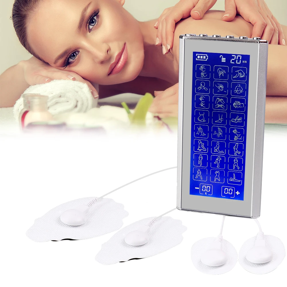 24 Mode Double Output Electric Body Massager EMS Muscle Stimulation TENS Acupuncture and Moxibustion Pulse Digital Physiotherapy