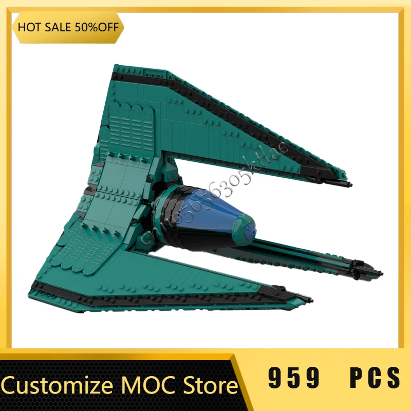 

Новая модель 959 шт. по индивидуальному заказу MOC, креативный зеленый космический корабль, строительные блоки, техника, креативная сборка, развивающие кирпичные игрушки, подарки