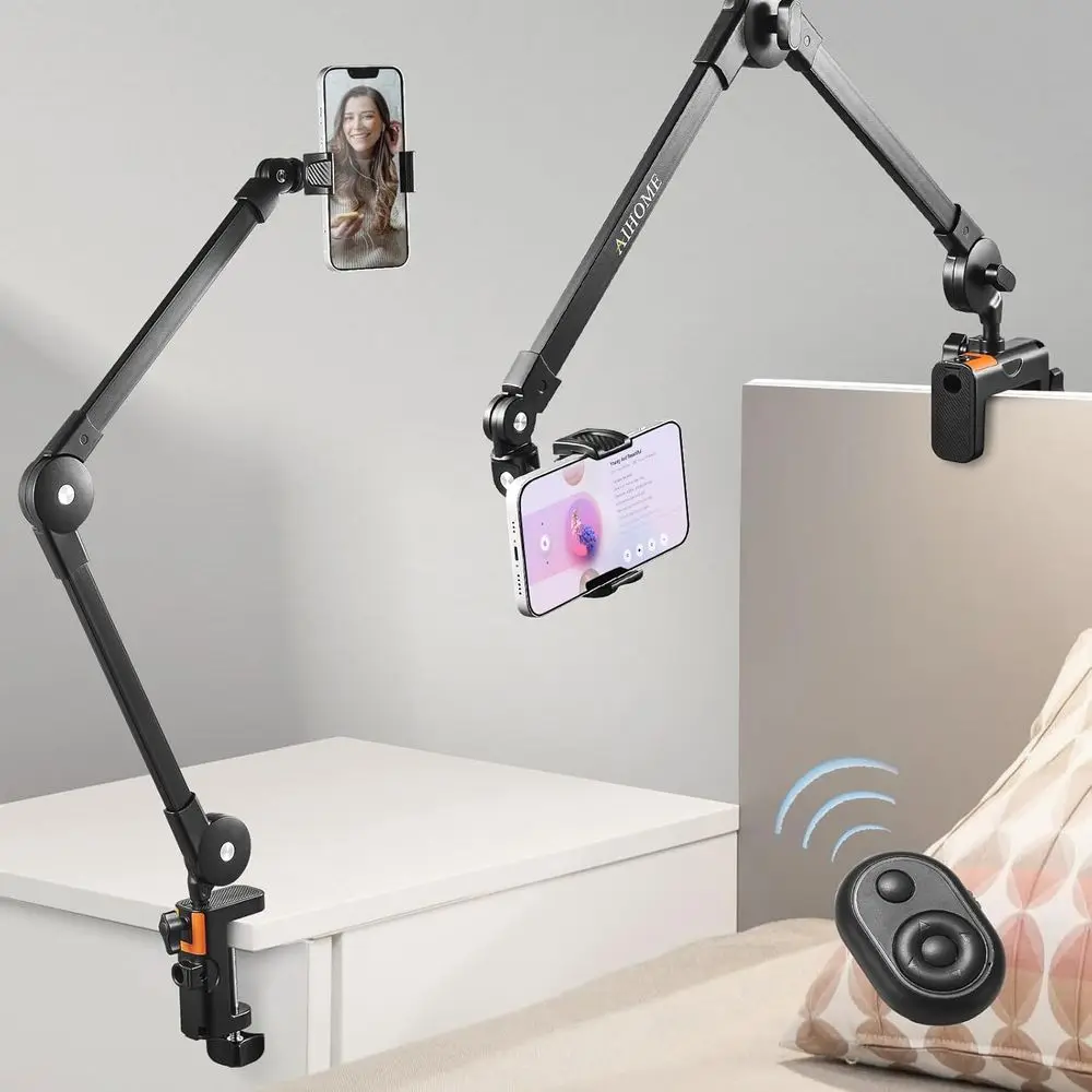 

Portable Tablet Stand with Adjustable Clamp and Long Arm for Mobile Devices