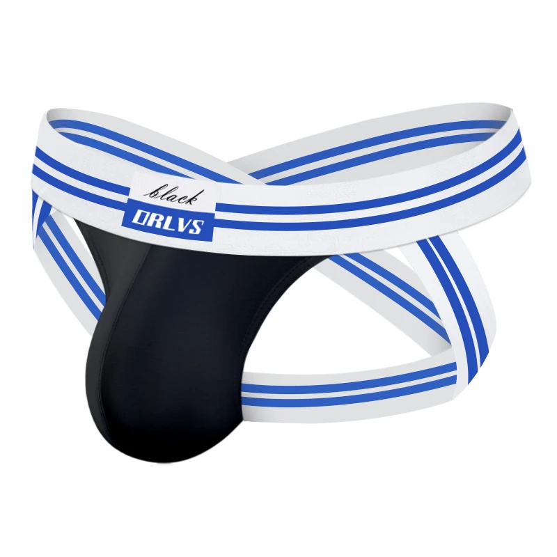 Men's Striped Cotton Jockstrap Low Rise Breathable Athletic Support Fashion Letter Print Daily Wear Underwear