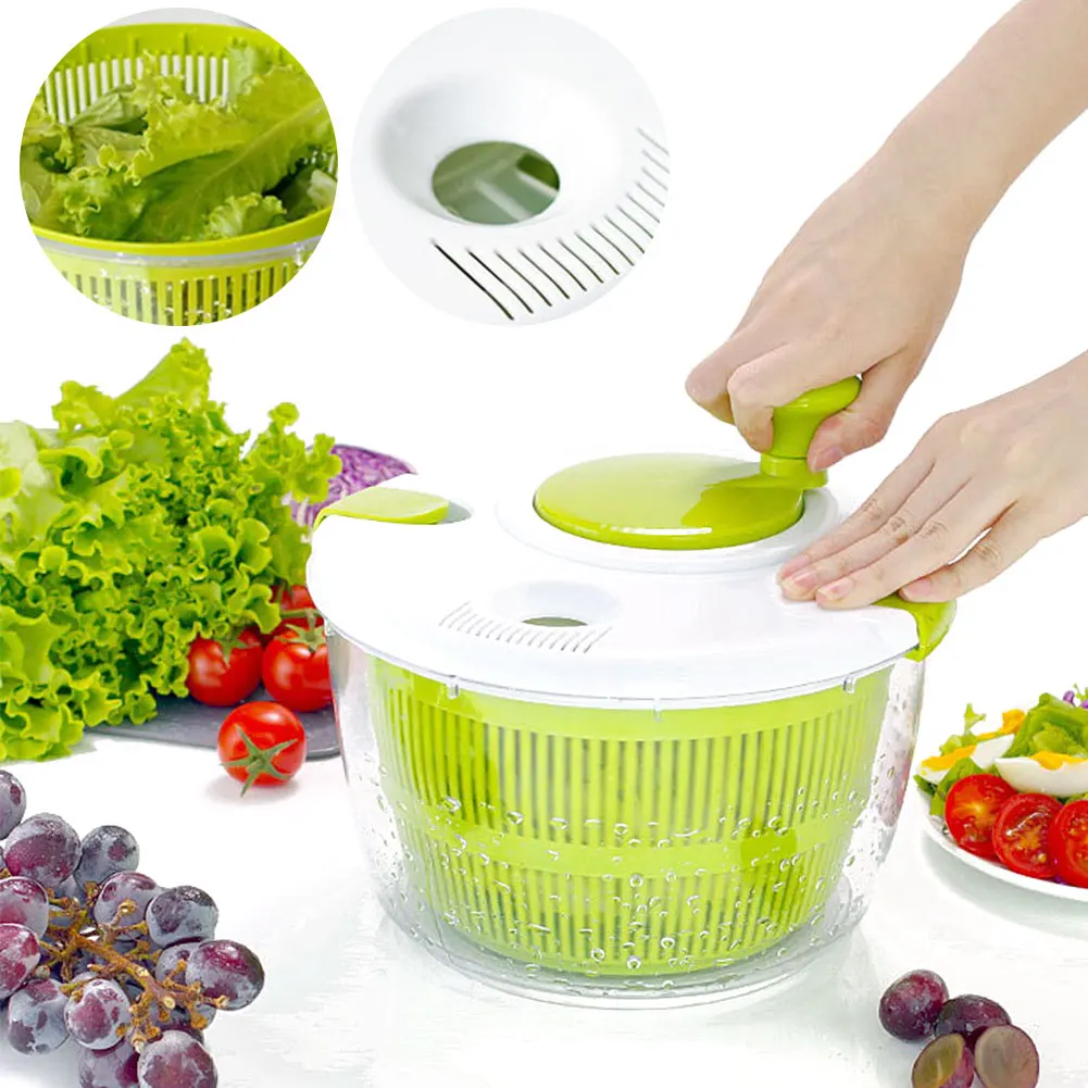 5 L Salad Spinner Salad Dryer  Large Manual Lettuce Spinner with Secure Lid Lock & Rotary Handle & Bowl for Home Kitchen